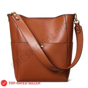 Leather Designer Tote Shoulder Bucket Bag Elegant Minimal Chic Handbag